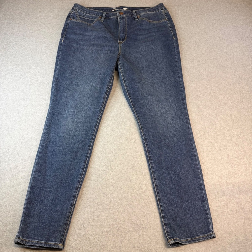 Seven7 Womens High Rise Skinny Jeans Size 14 Medium Wash Stretch Denim